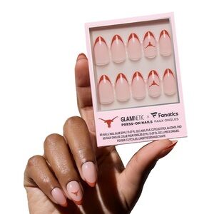 Glamnetic x Fanatics Press On Nails - Texas Longhorns Almond Orange French Tips